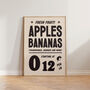 Vintage Kitchen Fruit Apples Banana Advert Wall Print, thumbnail 1 of 5