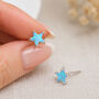 Sterling Silver Blue Opal Star Stud Earrings – 7mm, thumbnail 1 of 9