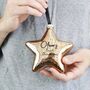 Baby First Christmas Glass Star Bauble Tree Decoration, thumbnail 1 of 9
