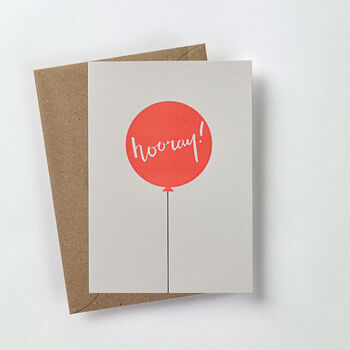 'Hooray' Balloon Letterpress Card, 3 of 4