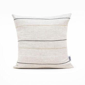 Striped Natural Beige Linen Pillow Cover, 5 of 11