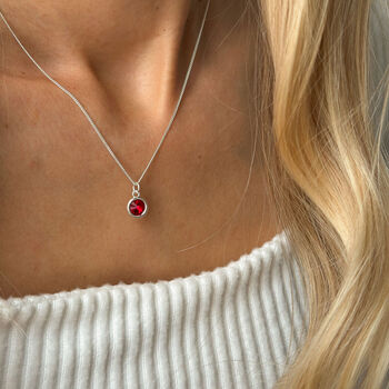 January Garnet Birthstone Crystal Necklace Or Bracelet In Sterling Silver, 3 of 9