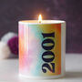 Personalised Tie Dye Rainbow Any Year Candle, thumbnail 1 of 3
