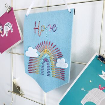 Hope Rainbow Banner Embroidery Sewing Kit, 3 of 5