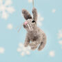 Personalised Felt Grey Bunny Decoration, thumbnail 4 of 4
