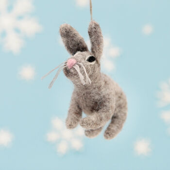Personalised Felt Grey Bunny Decoration, 4 of 4