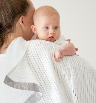 Luxury 100% Organic Baby Blanket White And Grey, 2 of 6