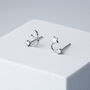 Sterling Silver Asymmetrical Moon And Star Stud Earrings, thumbnail 3 of 7