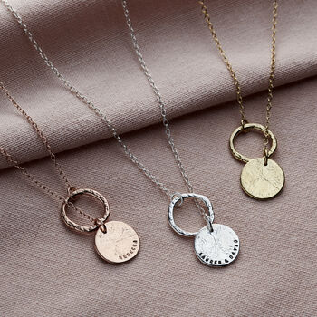 Personalised Molten Texture Disc And Hoop Necklace, 3 of 9