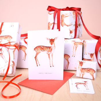Fawn In The Snow Eco Friendly Christmas Wrapping Paper, 5 of 5