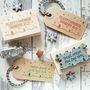 Personalised Christmas Snowy Scene Text Rubber Stamp, thumbnail 1 of 3