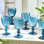 Midnight Blue Glass Wine Goblets, thumbnail 1 of 3