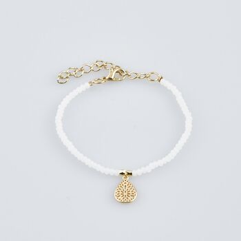 Gold Plated White Bead Filigree Teardrop Bracelet, 2 of 9