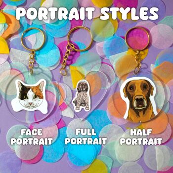 Personalised Dog Half Portrait Keyring, Dog Lover Gift, 7 of 8