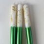 Ivory And Green Glitter Christmas Candles 'Mistletoe Kisses', thumbnail 1 of 3
