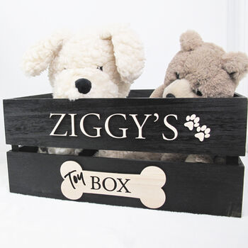 Large Black Dog Toy Storage Box With Raised Design, 2 of 8