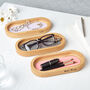 Personalised Glasses Tray Solid Oak And Leather, thumbnail 5 of 10