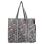 Grey And Pink Seedhead And Flower Cotton Quilted Tote Bag, thumbnail 1 of 4