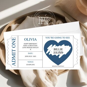 Concert Ticket Scratch Reveal, Personalised Concert Ticket Gift, 6 of 8