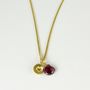 Heart Gold Plated Necklace With Gemstone, thumbnail 3 of 12