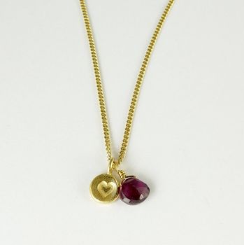 Heart Gold Plated Necklace With Gemstone, 3 of 12