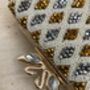 Gold Silver Beaded Pearl Handcrafted Clutch Bag, thumbnail 3 of 4