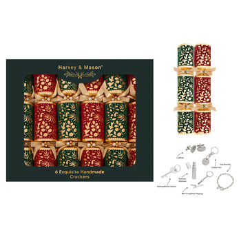 Elegant Green And Red Christmas Crackers Set Of Six, 4 of 6