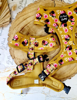 Vintage Yellow Buttercup Peonies Dog Harness, 5 of 11