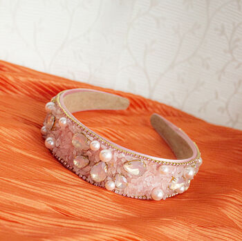 Mixed Shell Gem Texture Headband In Pink, 3 of 3