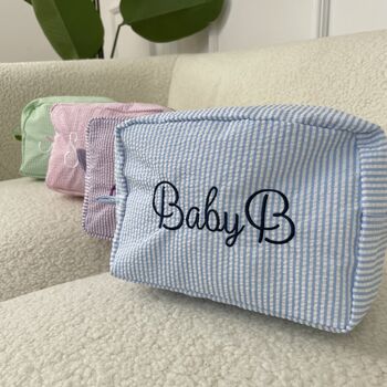 Personalised Stripe Embroidered Makeup Cosmetic Bag, 4 of 9