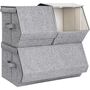 Set Of Three Grey Stackable Storage Boxes With Lids, thumbnail 5 of 9