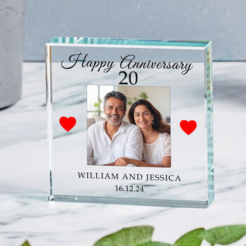 Personalised Happy Anniversary Glass Photo Token, 5 of 6