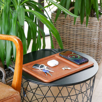 Leather Vanity Tray And Wireless Phone Charger, 9 of 12