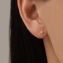 Sterling Silver Cz Star 18g Ball Back Screw Back Earrings, thumbnail 2 of 11