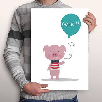 Colourful Personalised Cute Pig Print For Children, 5 of 6
