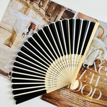 Personalised Black Folding Hand Silk Fan Women Gift, 2 of 12