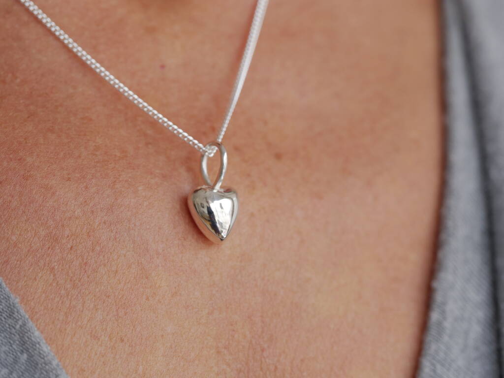 solid heart necklace silver