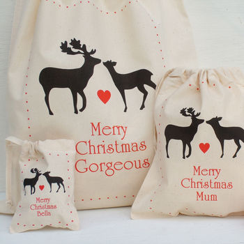 Personalised Christmas Reindeer Gift Bags, 2 of 4