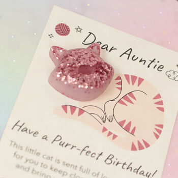 Personalised Purr Fect Birthday Resin Cat Pocket Hug In The Post, 3 of 5