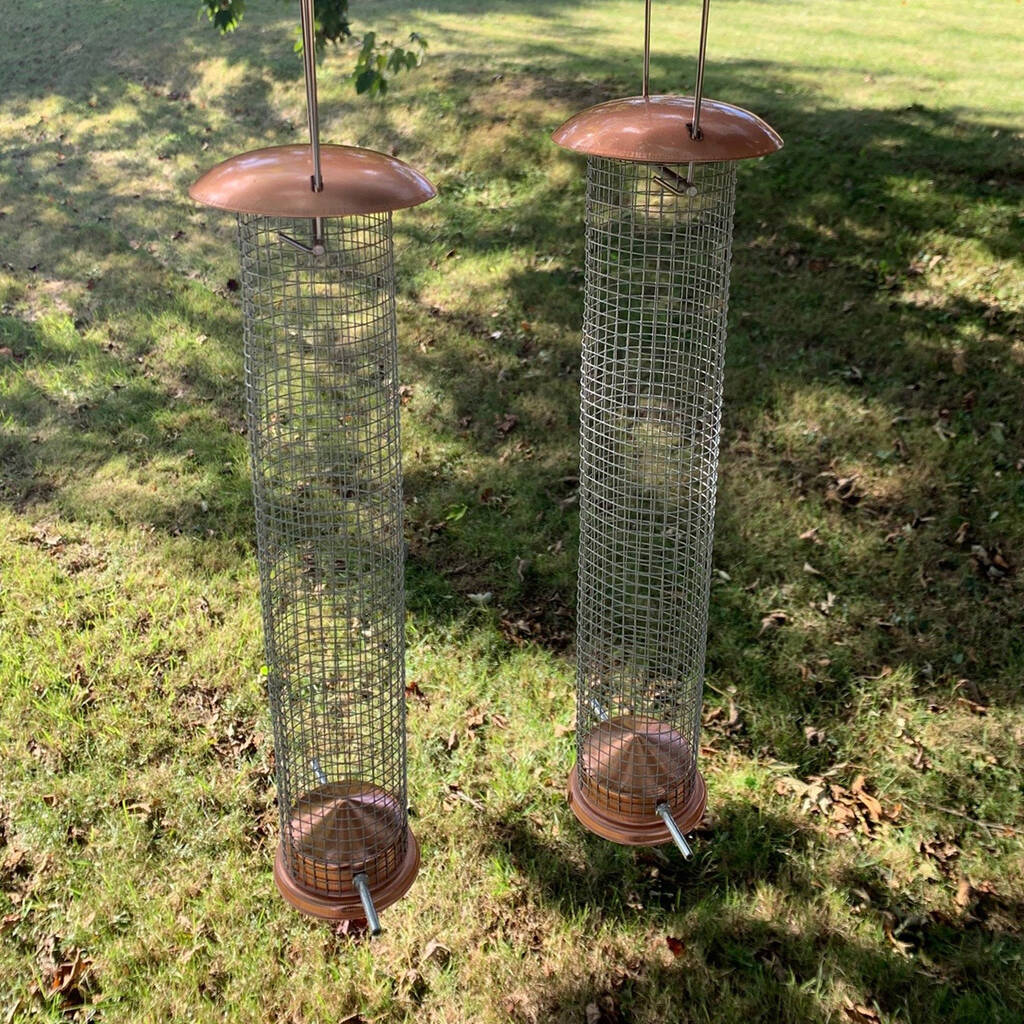 Attractively Styled Copper Nut Feeders Set Of Two, 1 of 3