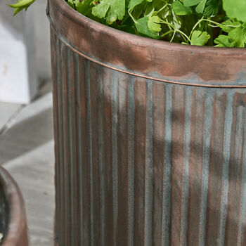 Set Of Three Copper And Iron Planters, 6 of 6
