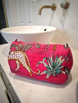Set Of Three Quilted Cotton Cosmetic Bags Jungle, 3 of 9