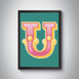 Capital U Letter Bold Carnival Initial Art Circus Print, thumbnail 4 of 4