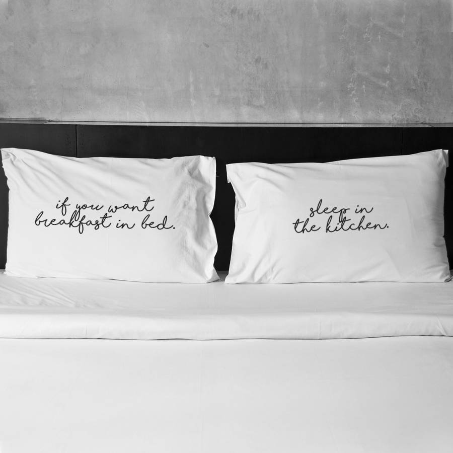 Breakfast In Bed Fun Couple Pillowcase Set By Minna's room