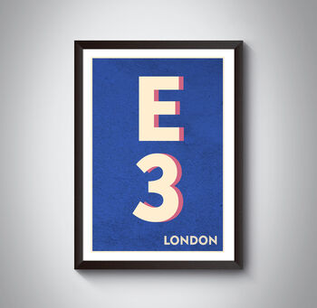 E3 Tower Hamlets, Newham London Postcode Print, 10 of 10