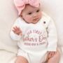 Our First Father's Day Embroidered Personalised New Baby Romper Three Colours Available, thumbnail 4 of 7