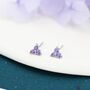 Tiny Amethyst Purple Trio Stud Earrings Sterling Silver, thumbnail 7 of 12