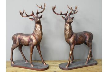 Bronzed Magnificent Stag Figurine Pair – 50cm Statues Ornaments, 4 of 4
