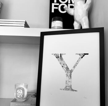 'Letter Y' Linear Illustration Print, 6 of 7