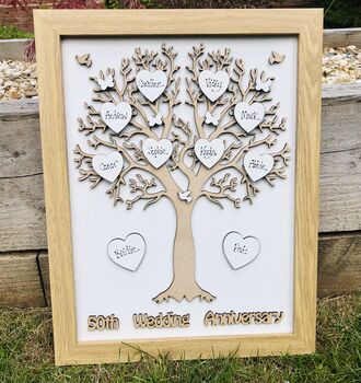 Personalised Anniversary Family Tree Framed Wooden, 3 of 4